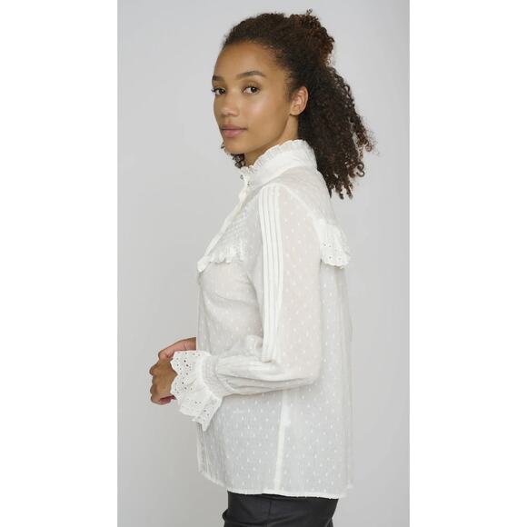 RINO & PELLE Marlot Cotton Lace White Frilly Blouse Size 38/ US 6 - Picture 2 of 9